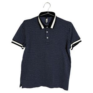 calibre men's navy textured geo print polo shirt with tipped collar size S golf.